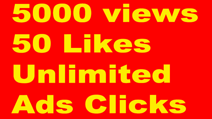 9665I will Add Youtube 10000 views + 350 Likes+ Unlimited Ads Clicks