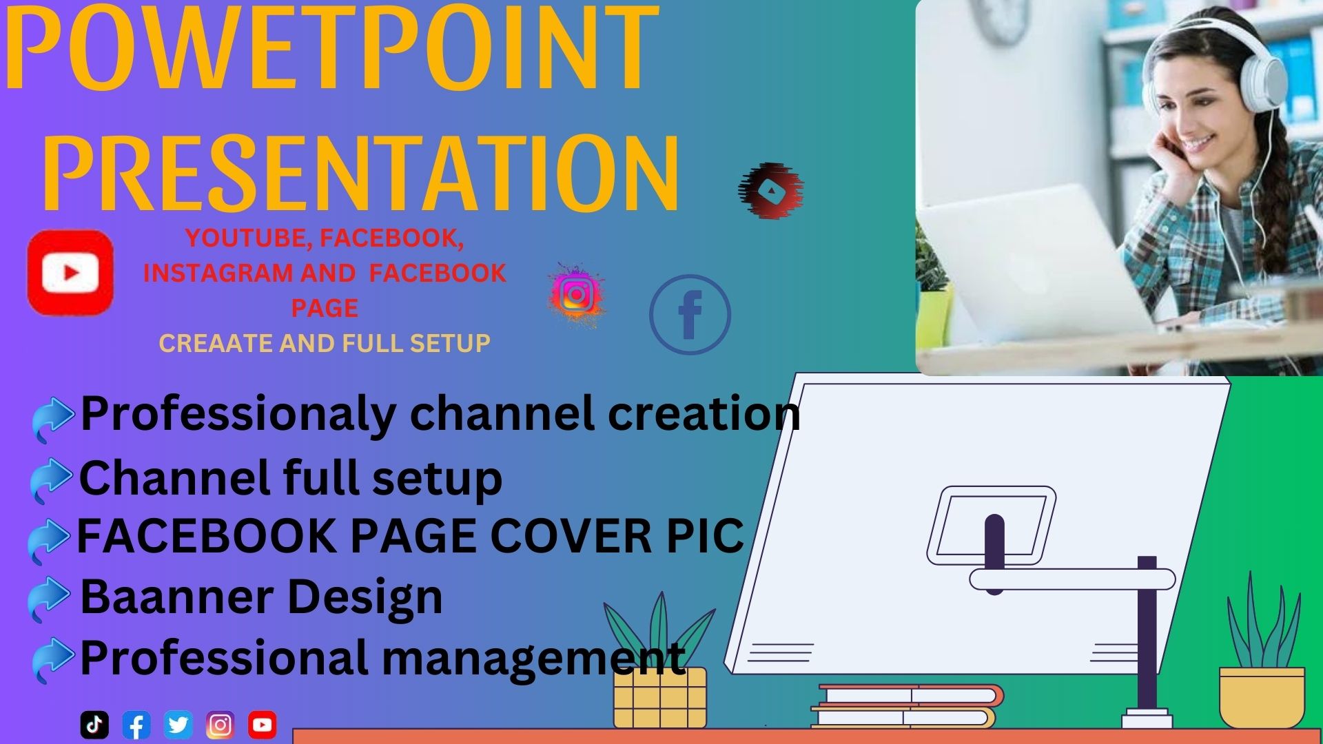 19017I will Design Custom YouTube Thumbnail, Facebook page logo from Canva.