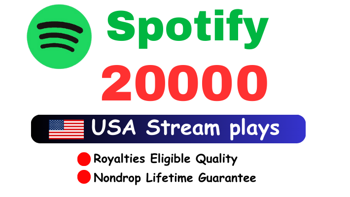 31342Get 30,000 to 32,000 Spotify Plays , high quality, royalties eligible, TIER 1 countries, active user, non-drop, and lifetime guaranteed and spilt multiple song