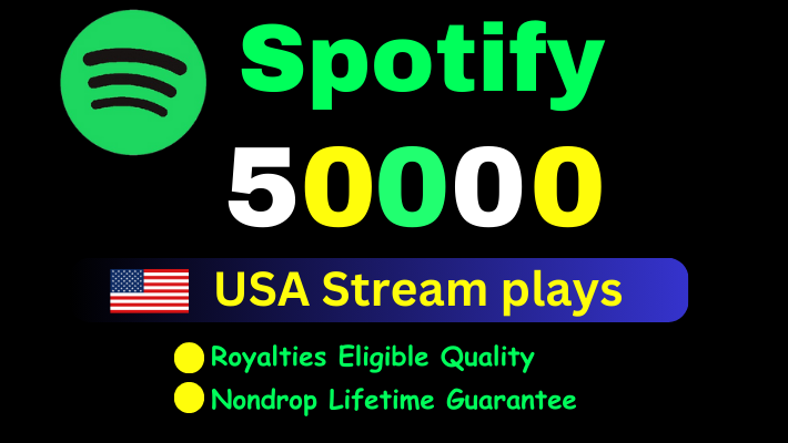 31344Get 30,000 to 32,000 Spotify Plays , high quality, royalties eligible, TIER 1 countries, active user, non-drop, and lifetime guaranteed and spilt multiple song