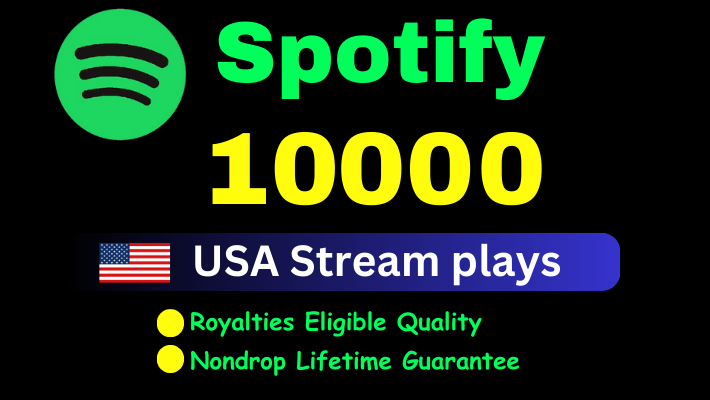 31785Get 30,000 to 32,000 Spotify Plays , high quality, royalties eligible, TIER 1 countries, active user, non-drop, and lifetime guaranteed and spilt multiple song