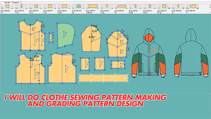 62797I will do clothes sewing pattern making and grading pattern design