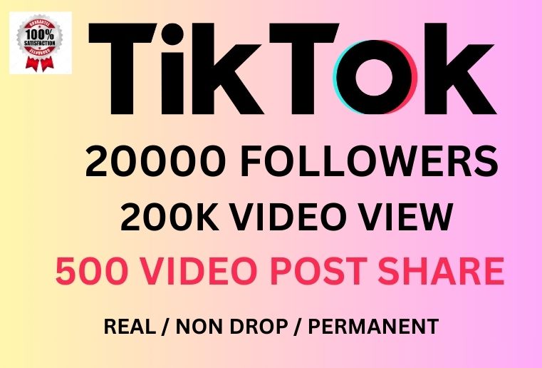 7580Get 25000+ TikTok Followers, 200k Views, 500 video post Share , High Quality, Lifetime Guaranteed , Real , Non Drop and PERMANENT