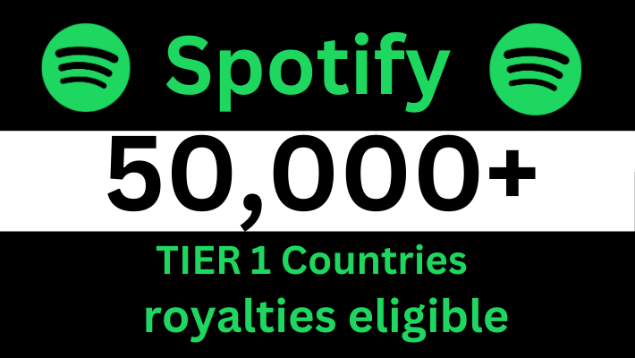 188762I will add 40,000 to 45,000 Spotify USA Plays Real and active users, and Royalties Eligible,non-drop and  lifetime guaranteed.