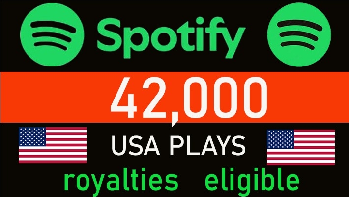 188602Spotify Promotion 42K Track Plays from Spotify USA Premium Accounts Guaranteed Royalty Eligible Lifetime