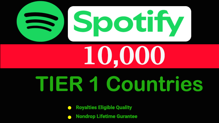 191343Provide 50,000 Spotify Plays USA, high quality, royalties eligible, TIER 1 countries, active user, non-drop, and lifetime guaranteed