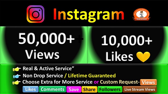 236604Promote 50,000+ Instagram Video Viewers & 10,000+ Likes From HQ Real Active Users & 100% Permanent Guaranteed