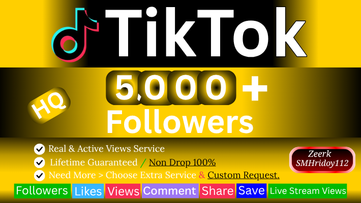 268389Promote 3000+ TikTok Followers from HQ Real Active Users, 100% Refill Guaranteed in case drop