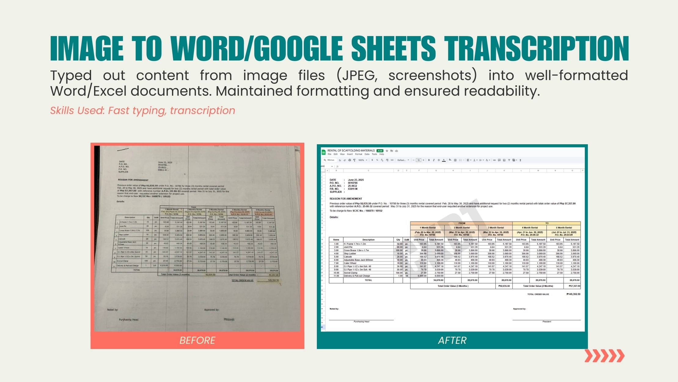 293206"I will do fast and accurate data entry in Excel or Google Sheets"