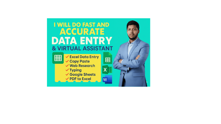 I will do data entry in Excel, Google Sheets, PDF to Word, copy paste ... image.