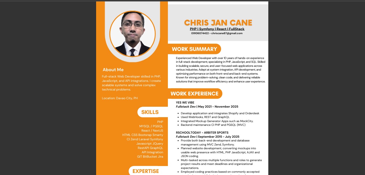 410566PHP | Symfony | React | Smarty | FullStack