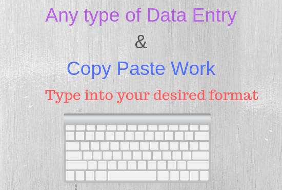 I will do any type of data entry and copy paste work for you