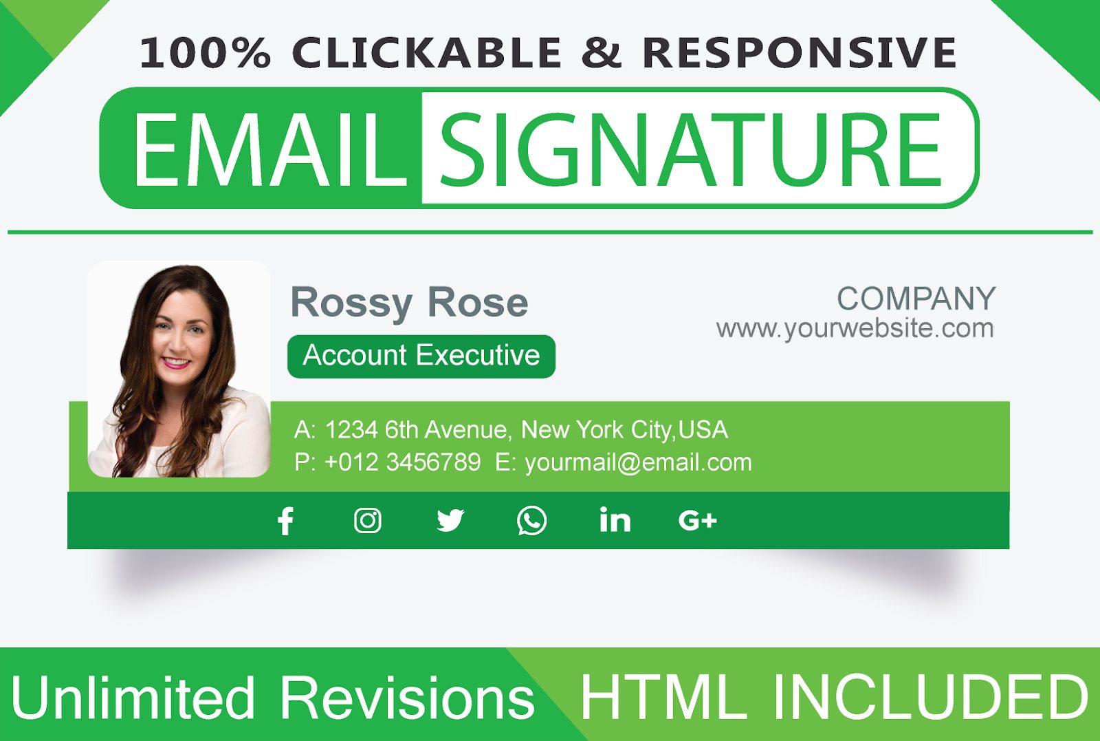 I will create an HTML email signature or clickable email signature