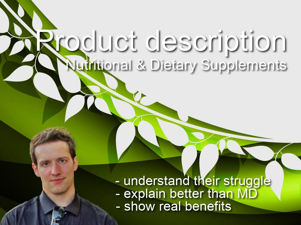 I will write product descriptions about dietary supplements