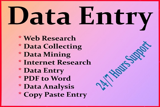 Be Your Virtual Assistant To Web Research, Data Entry