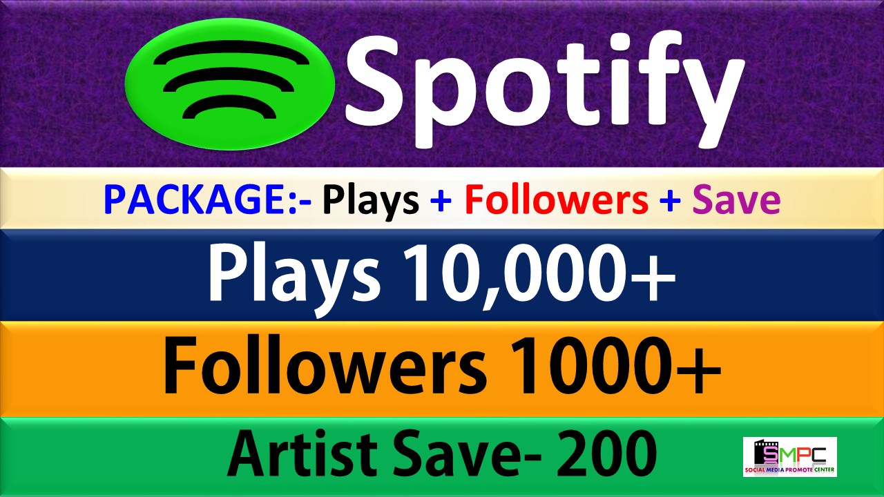 Package – 10,000 Plays + 1000 Followers + 200 Artist Save From USA HQ Accounts, Real and Active Users Guaranteed.