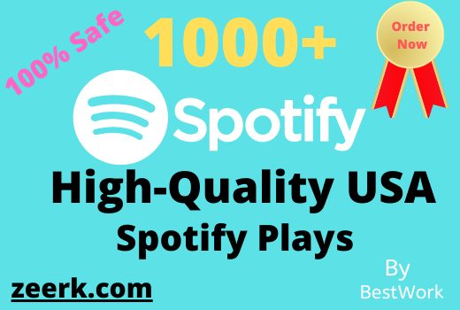 Get 1000+ Spotify Plays USA Non-Drop Guaranteed Permanent start in 12-24 Hours