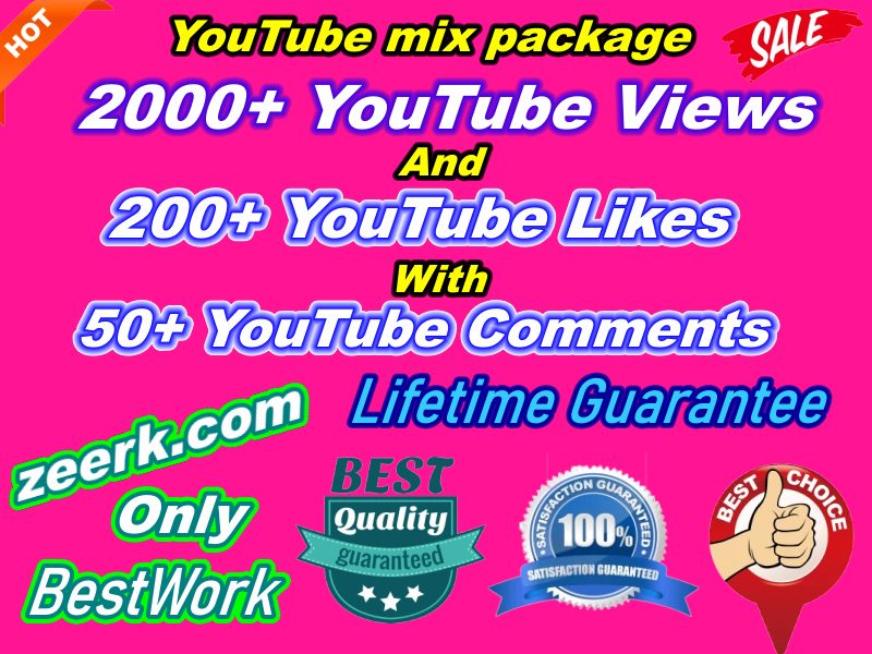 I Will Give You 2000+ NonDrop YouTube Views And 200+ YouTube Likes with 50+ YouTube Comments Lifetime Guaranteed﻿