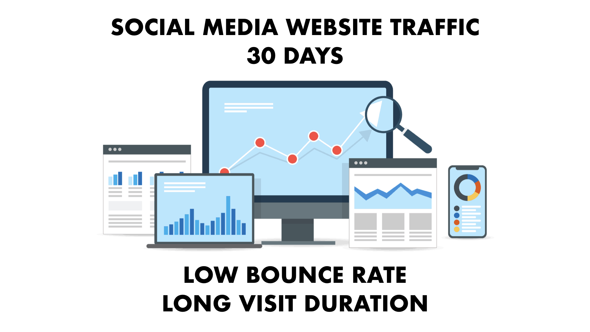 SOCIAL MEDIA Website Traffic with Low Bounce Rate and Long Visit Duration for 1 month