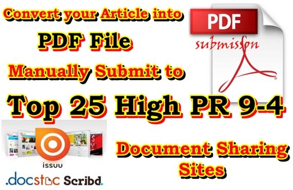 I will submit Your PDF file in 10 High pr pdf sharing websites