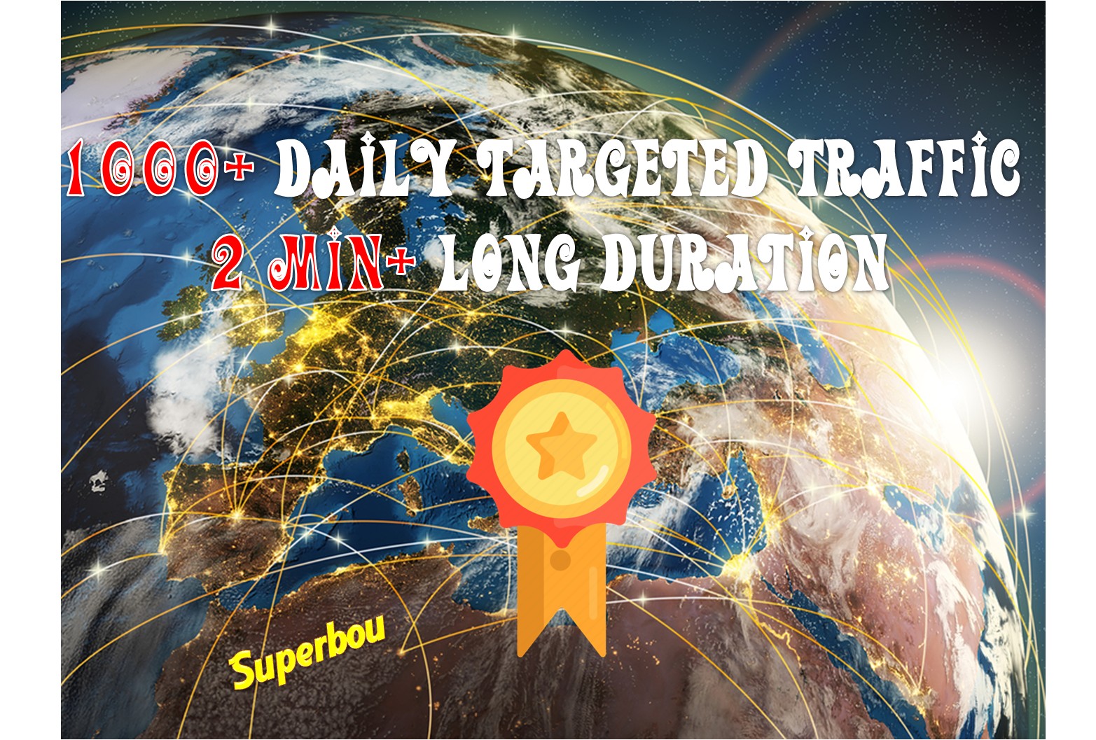 1000+ daily High Quality Keyword Targeted Traffic 2min+ Long duration, Low bounce rate for 30 days