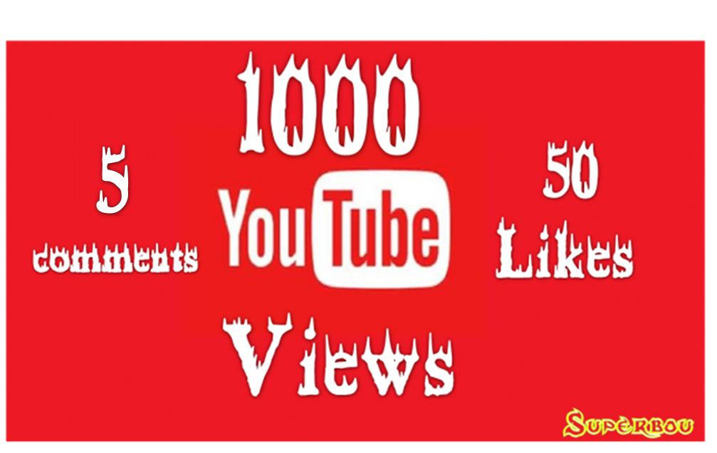 1000 YouTube Views + 50 likes + 5 comments