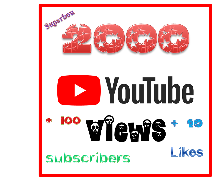 I will give you +2000 Youtube video Views +100 subscribers +10 Likes High retention