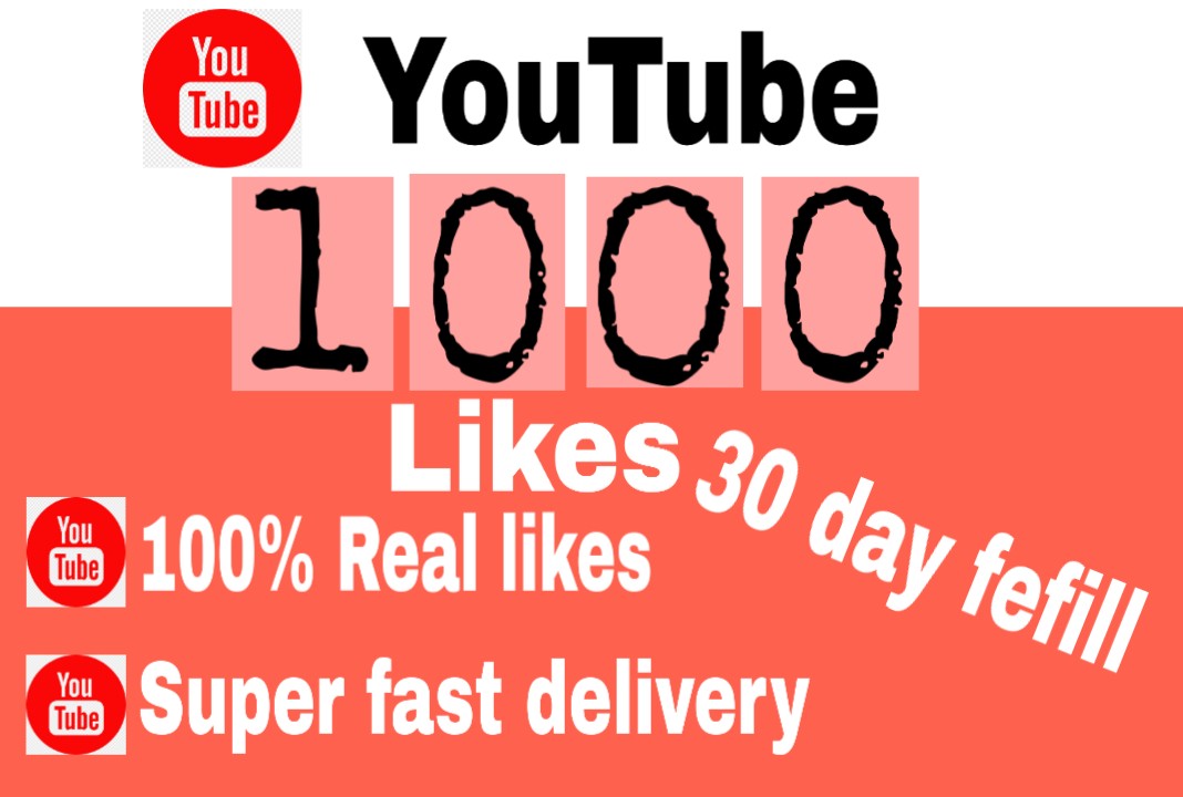 I Will Give You 1000+  YouTube likes 30 days refill (fast delivery)