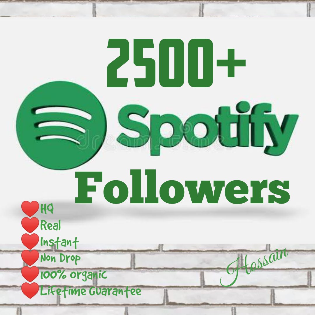 Get 2500+ Real Active Spotify Followers with HQ,Non Drop and Lifetime guarantee.