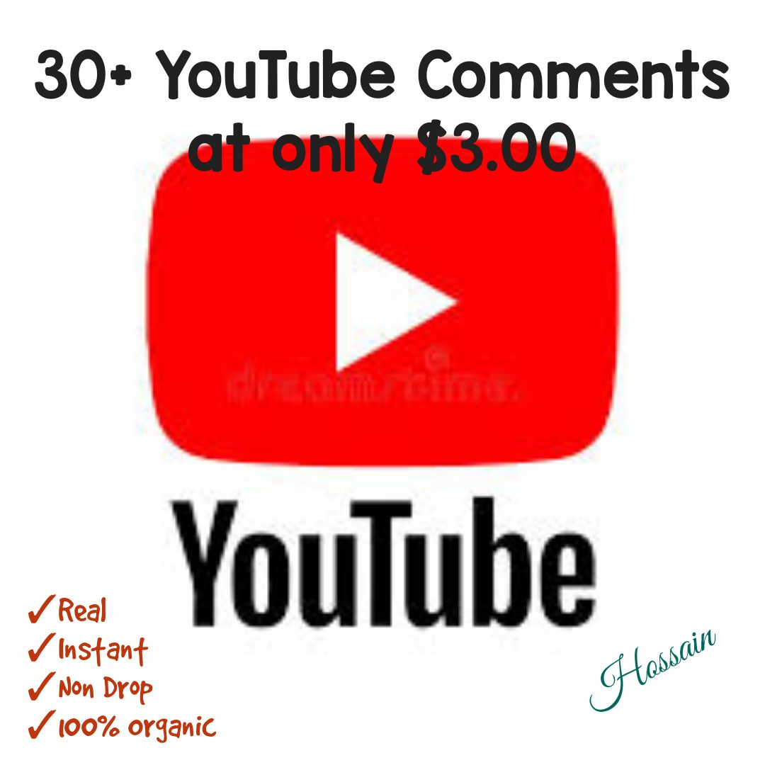 Add 30+ YouTube Comments with high quality promotion, real, non dropped and work instantly.
