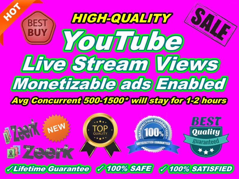 YouTube Live Stream Views Monetizable can be used with ads Enabled Instant Start