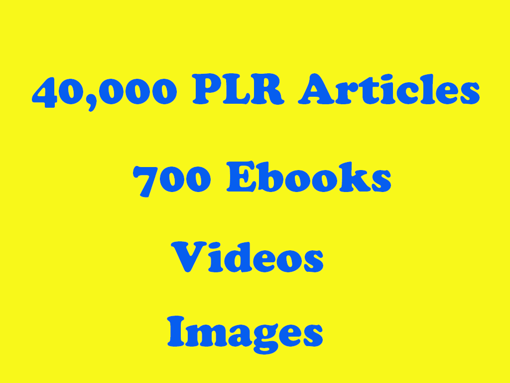 40,000 PLR Articles 700 EBooks 100,000 Images 370 Videos – On Health Fitness