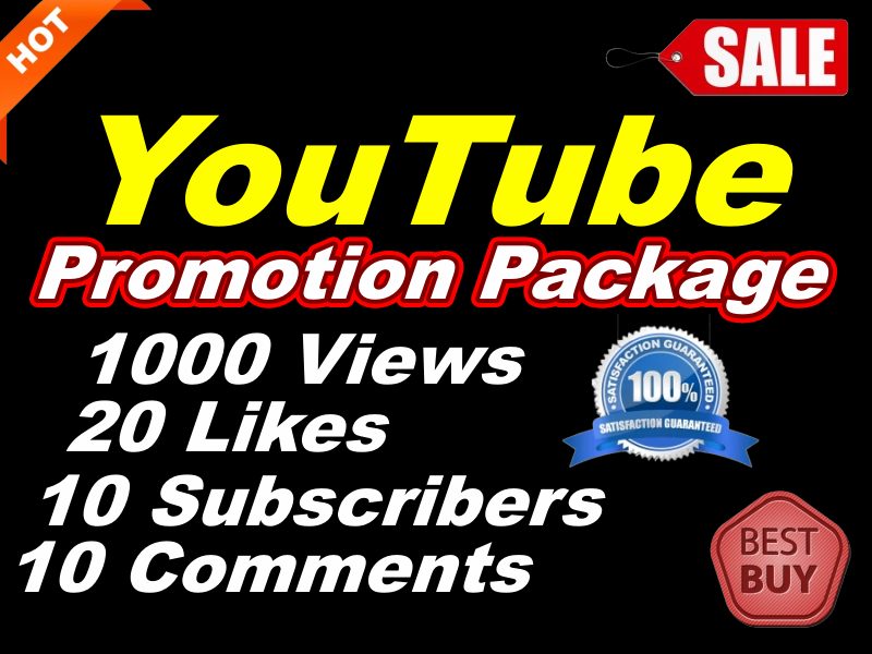 Add 1000-1500+ YouTube Views, 20 Likes, 10 Subscribers, 10 Comments Lifetime guarantee