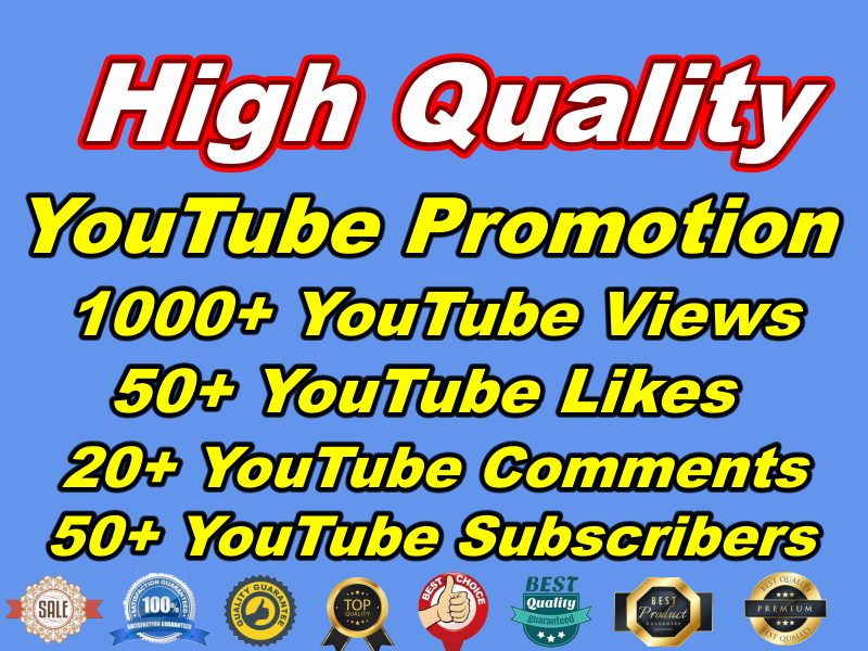 Manually Quick Add 1000+ YouTube Views And 50+ YouTube Likes Plus 50 YouTube Subscribers with 20+ YouTube Comments Lifetime Guaranteed