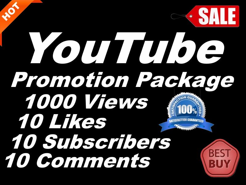 Get YouTube High-Quality YouTube Promotion Increase 1000 Views, 10 Likes, 10 Subscribers, 10 Comments
