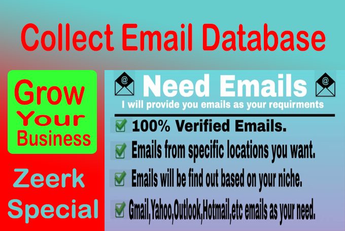 Collect 100% Valid 1,000 Email Database as your business industry