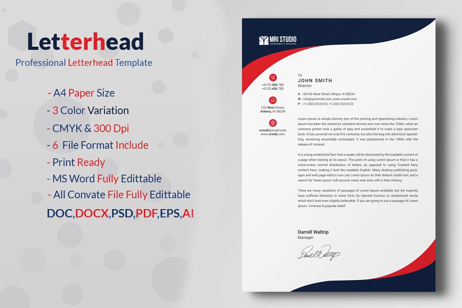I will design editable letterhead template any format 4 hours