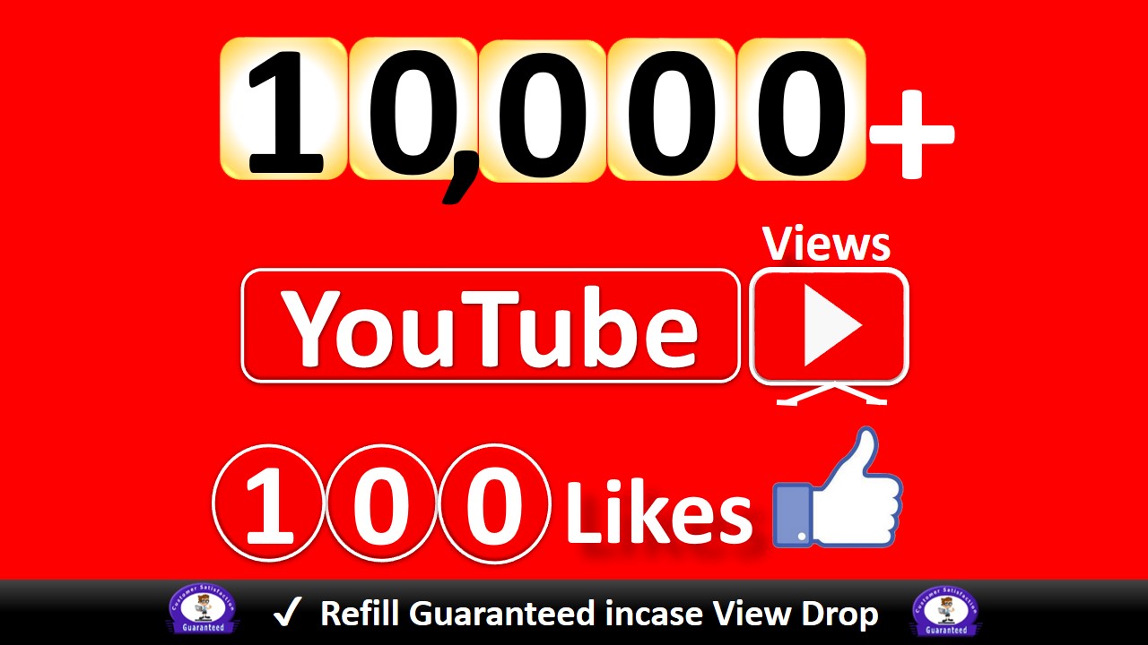 Get YouTube 10,000+ Video Views & 100 Likes to REAL Viewers, Good Retention, Non Drop / Refill Guarantee incase Drop.