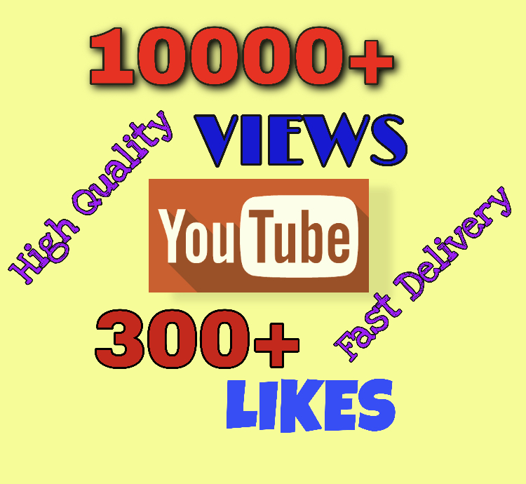 I will add 10000+ VIEWS & 300+ LIKES on YouTube. Very High Quality & Fast Delivery !!