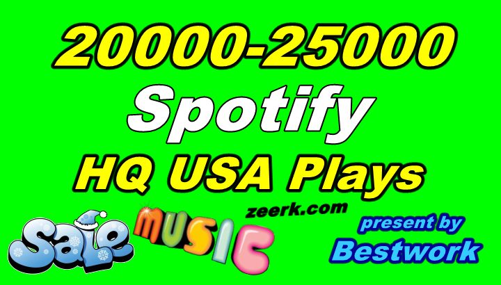 You will get 20000-25000 Natural Spotify USA Plays from High-Quality USA Account Lifetime Guaranteed