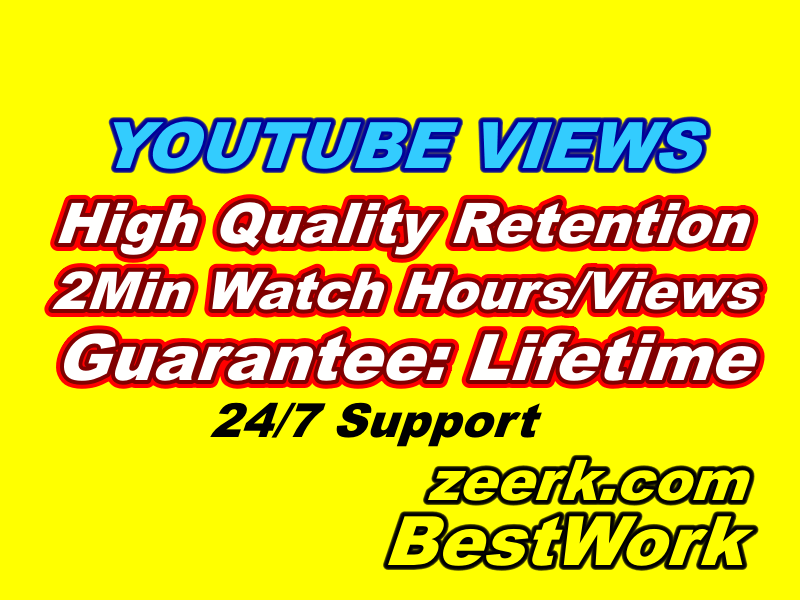 I will Add 5000 YouTube Views High-Quality Retention 1-2 Min Watch Hours – SEO Views – Google Search
Stable ~ LifeTime ~ INSTANT