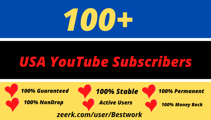 I will add 100 USA YouTube Subscribers Non-drop Lifetime Guarantee