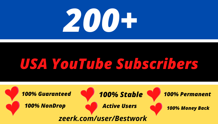 Get 200 USA YouTube Subscribers Guaranteed Non-drop Lifetime Stable