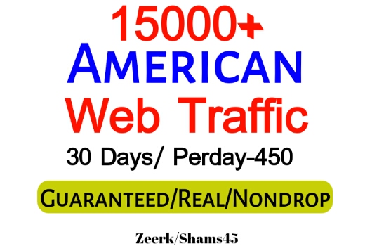 Get 15000+ American Organic Web Traffic For Your Website,(per day-450, 30 days) organic and real, active user, Real Visitors guaranteed