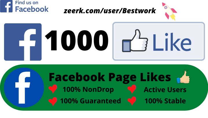 I will add 1000 Facebook Page Likes Non-drop Permanent Lifetime Guaranteed
