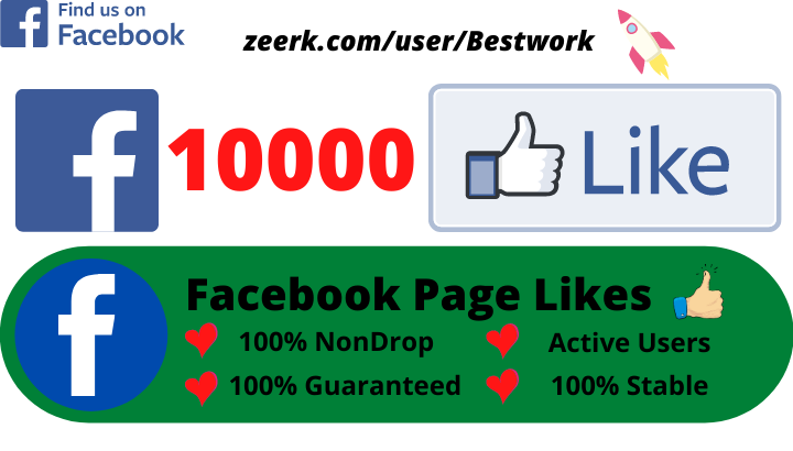 Provide you 10000 Facebook Page Likes Lifetime Guaranteed Non-drop