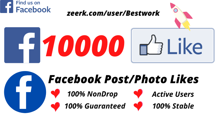 I will Add 10000 Facebook Post/Photo Likes NonDrop Lifetime Guaranteed