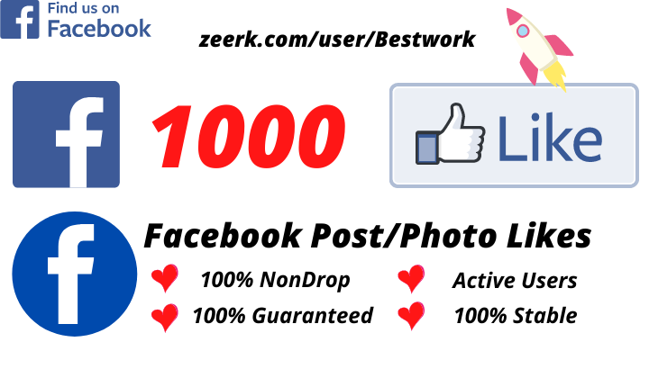 I will Add 1000 Facebook Post/Photo Likes NonDrop Lifetime Guaranteed