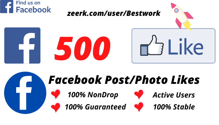 I will Add 500 Facebook Post/Photo Likes NonDrop Lifetime Guaranteed