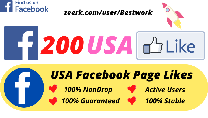 I will Add 200 USA Facebook Page Likes NonDrop Lifetime Guaranteed